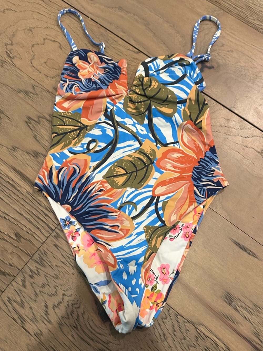 Maaji Tropical Floral One-Piece Swimsuit - Blue, Orange & Green